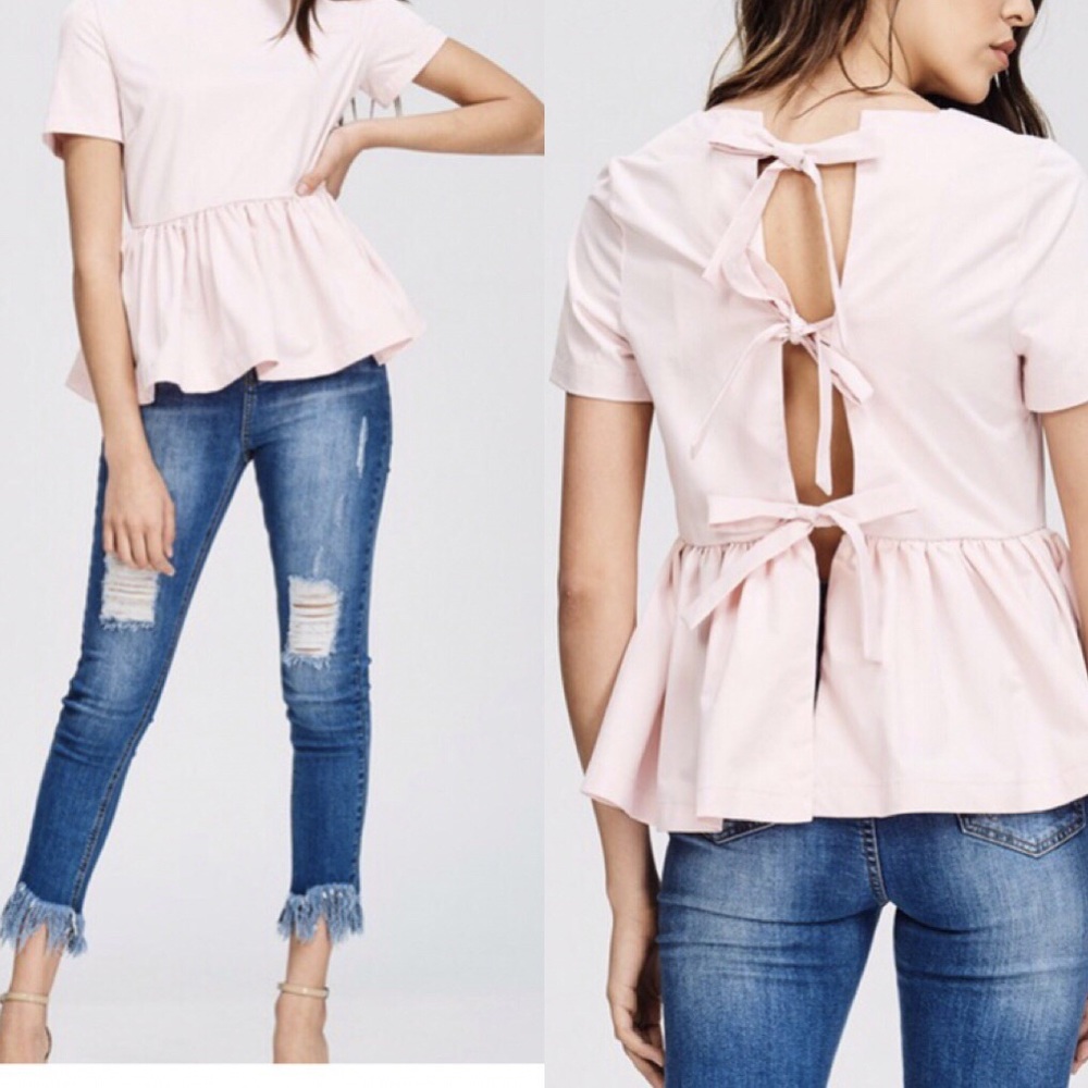 Back Bow Peplum Top